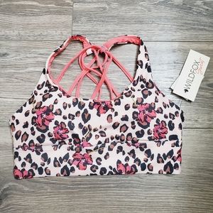 NWT Wildfox Natural & Bright Coral Wild Leopard Sports Bra